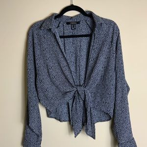 Black & Grey Cheetah Print Front Tie Crop Top